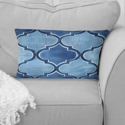 Design Art Blue  Modern Trellis Ii - Modern Lumbar Pillow