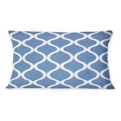 Design Art Blue Modern Trellis Ii - Modern Lumbar Pillow In Blue;white