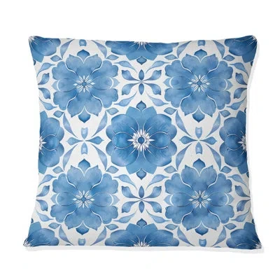 Design Art Blue Modern Trellis Iv - Modern Throw Pillow In Blue;white
