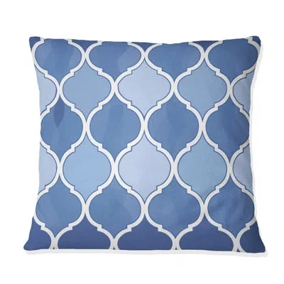 Design Art Blue  Modern Trellis Vi - Modern Throw Pillow In Blue;white