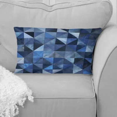 Design Art Blue  Modern Triangles I - Modern Lumbar Pillow