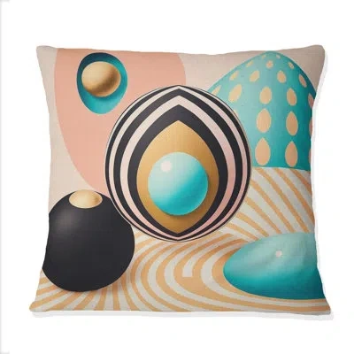 Design Art Blue Moon Universe - Abstract Geometric Printed Throw Pillow
