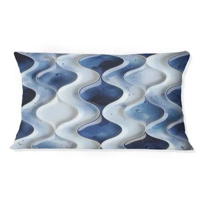 Design Art Blue Ogee Patterns Iii - Midcentury Lumbar Pillow In Blue;beige