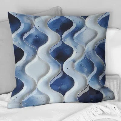 Design Art Blue Ogee Patterns Iii - Midcentury Throw Pillow In Blue;beige