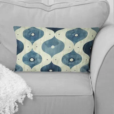 Design Art Blue Ogee Patterns Iv - Midcentury Lumbar Pillow In Blue;beige