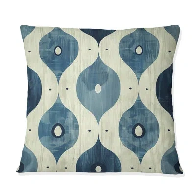 Design Art Blue Ogee Patterns Iv - Midcentury Throw Pillow In Blue;beige