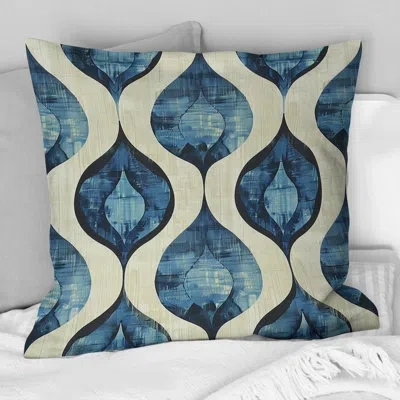 Design Art Blue Ogee Patterns Ix - Midcentury Throw Pillow In Blue;beige