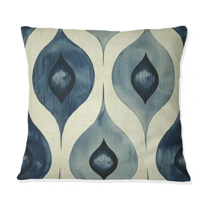 Design Art Blue Ogee Patterns Vi - Midcentury Throw Pillow In Blue;beige