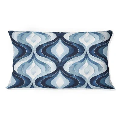 Design Art Blue Ogee Patterns Vii - Midcentury Lumbar Pillow In Blue;beige