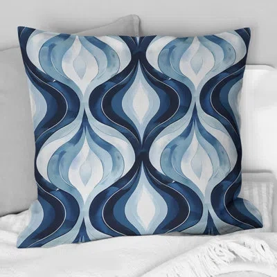 Design Art Blue Ogee Patterns Vii - Midcentury Throw Pillow In Blue;beige