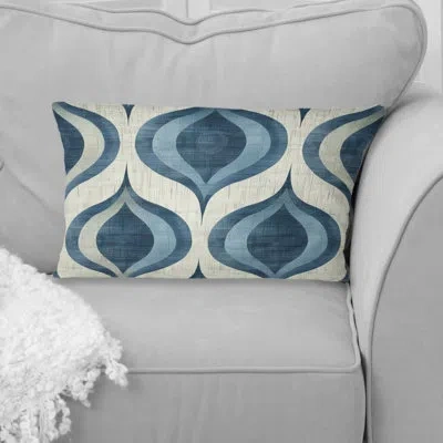 Design Art Blue Ogee Patterns Viii - Midcentury Lumbar Pillow In Blue;beige