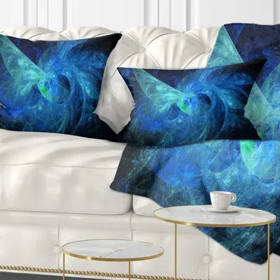 Design Art Blue On Dark Fractal - Abstract Printed Pillow