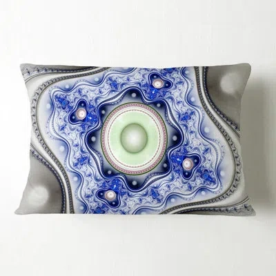 Design Art Blue On White Pattern With Circles - Abstract Printed Pillow