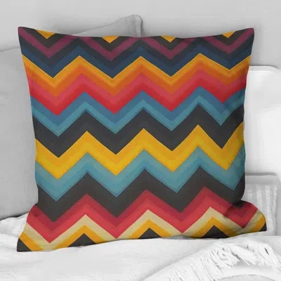 Design Art Blue Orange Chevron Harmony I - Chevron Throw Pillow In Blue;orange