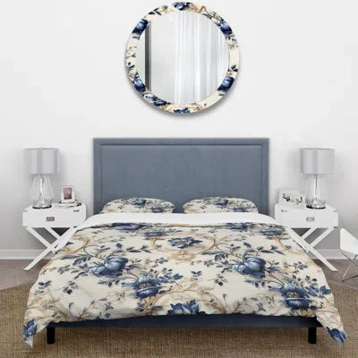 Design Art Blue Ornamental Frames Victorian Pattern Bedding