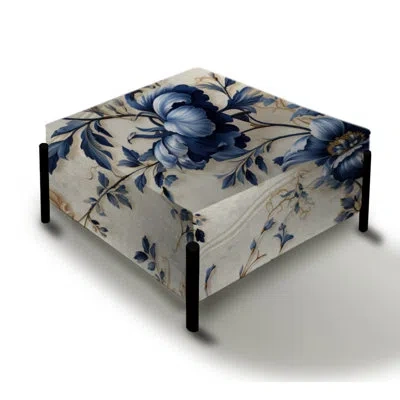 Design Art Blue Ornamental Frames Victorian Pattern - Floral Large Square Ottoman