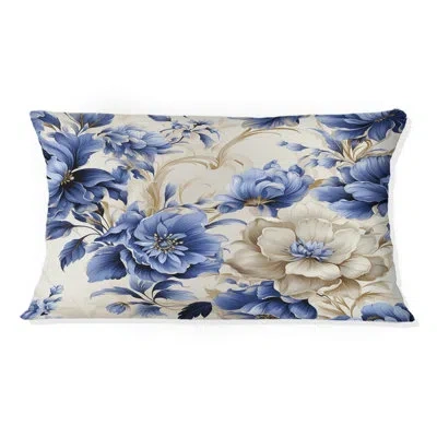 Design Art Blue Ornamental Frames Victorian Pattern Vi - Floral Printed Throw Pillow In Blue;gray;beige