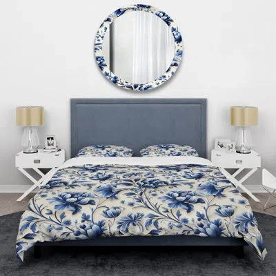 Design Art Blue Ornamental Friezes Victorian Pattern I Duvet Cover Set