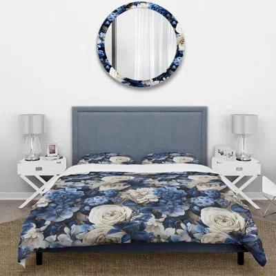 Design Art Blue Renaissance Roses Victorian Pattern V Bedding