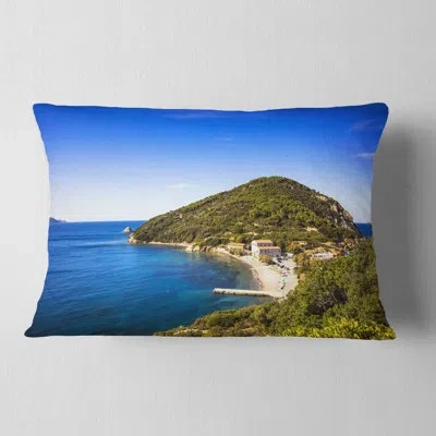 Design Art Blue Seashore At Elba Island - Sea & Shore Printed Throw Pillow