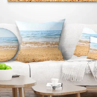 Design Art Blue Seashore With Pebble Stones - Sea & Shore Printed Pillow