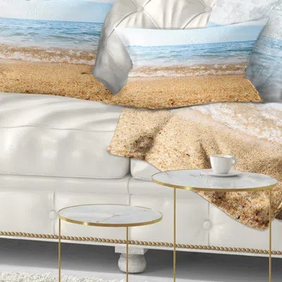 Design Art Blue Seashore With Pebble Stones - Sea & Shore Printed Throw Pillow