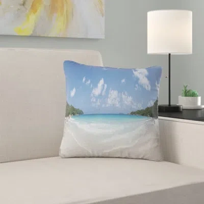 Design Art Blue Seychelles Island Panorama - Sea & Shore Printed Pillow