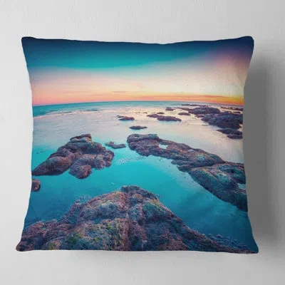 Design Art Blue Sicily Island - Sea & Shore Printed Pillow