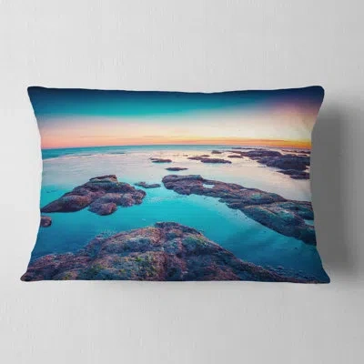 Design Art Blue Sicily Island - Sea & Shore Printed Pillow