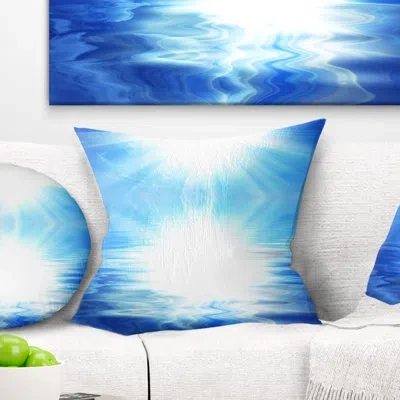 Design Art Blue Sky Mirrored In Blue Sea - Sea & Shore Printed Pillow