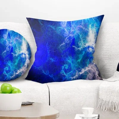 Design Art Blue Sparkling Lightning - Abstract Printed Pillow
