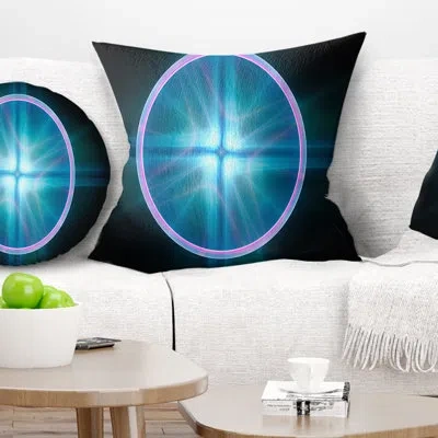 Design Art Blue Sphere Of Cosmic Mind - Abstract Printed Pillow