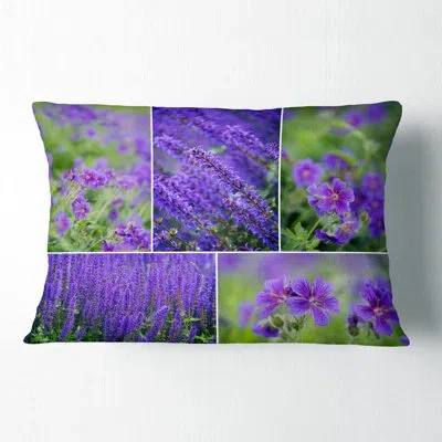 Design Art Blue Spring Flowers Collage - Floral Printed Throw Pillow