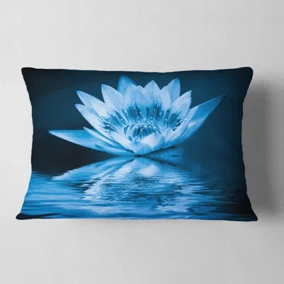 Design Art Blue Water Lily - Floral Printed Throw Pillow