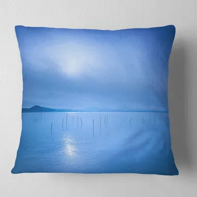 Design Art Blue Water Surface In Morning - Sea & Shore Printed Pillow