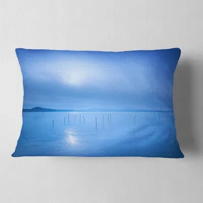 Design Art Blue Water Surface In Morning - Sea & Shore Printed Pillow