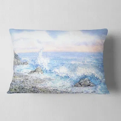 Design Art Blue Watercolor Waters - Sea & Shore Printed Throw Pillow