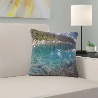 Design Art Blue Waters And Mountains - Landscape Printed Pillow