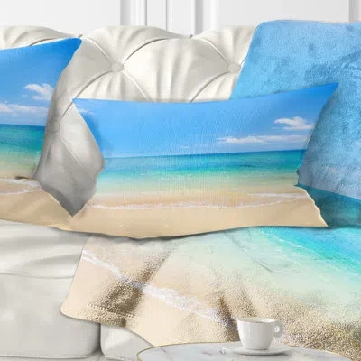 Design Art Blue Waters Below Blue Sky - Sea & Shore Printed Pillow