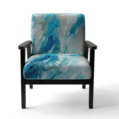Design Art Blue White Embracing The Unknown I - Upholstered Modern Arm Chair In Blue;white