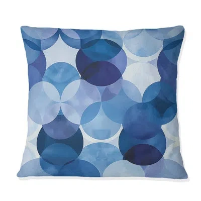 Design Art Blue White Modern Circles - Modern Throw Pillow In Blue;white