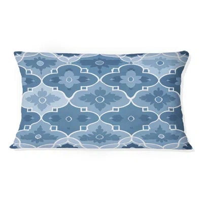 Design Art Blue White Modern Quatrefoil Iv - Modern Lumbar Pillow
