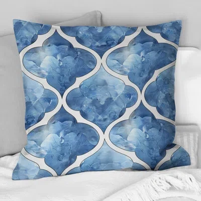 Design Art Blue White Modern Trellis Ii - Modern Throw Pillow In Blue;white