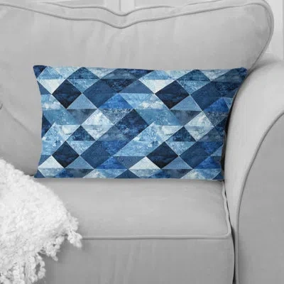 Design Art Blue White Modern Triangles Ii - Modern Lumbar Pillow In Blue;white