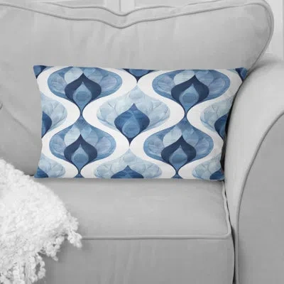 Design Art Blue White Ogee Patten I - Modern Lumbar Pillow In Blue;white
