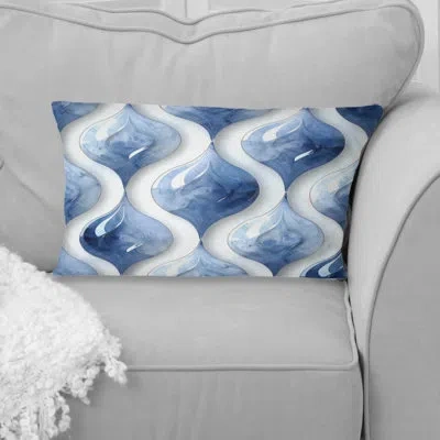 Design Art Blue White Ogee Patten Ii - Modern Lumbar Pillow In Blue;white