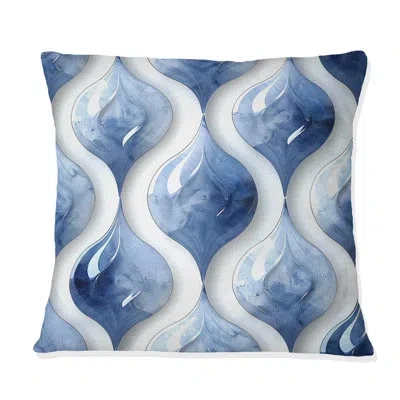 Design Art Blue White Ogee Patten Ii - Modern Throw Pillow In Blue;white