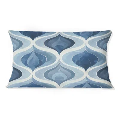 Design Art Blue White Ogee Patten Iii - Modern Lumbar Pillow In Blue;white