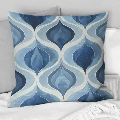 Design Art Blue White Ogee Patten Iii - Modern Throw Pillow In Blue;white