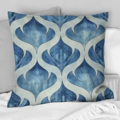 Design Art Blue White Ogee Patten Iv - Modern Throw Pillow In Blue;white